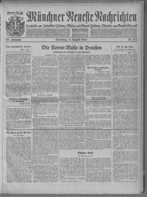 Münchner neueste Nachrichten Samstag 6. August 1932