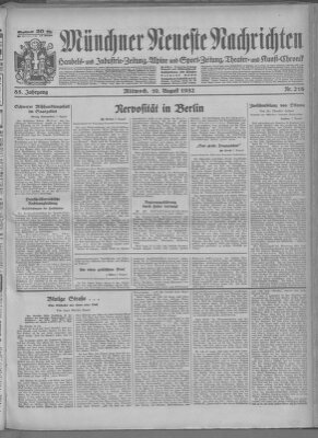 Münchner neueste Nachrichten Mittwoch 10. August 1932