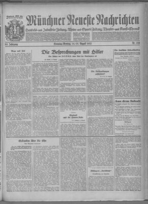 Münchner neueste Nachrichten Sonntag 14. August 1932