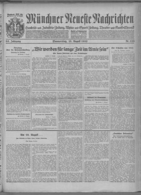 Münchner neueste Nachrichten Donnerstag 18. August 1932