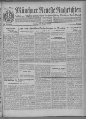 Münchner neueste Nachrichten Freitag 19. August 1932