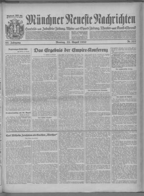 Münchner neueste Nachrichten Montag 22. August 1932