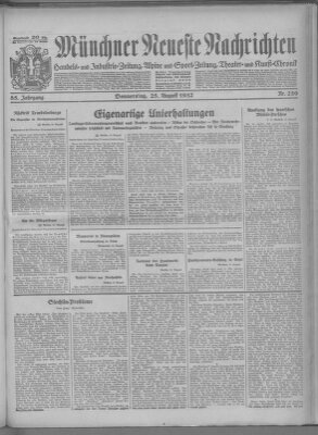 Münchner neueste Nachrichten Donnerstag 25. August 1932