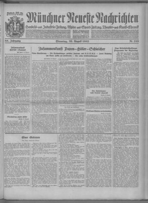 Münchner neueste Nachrichten Dienstag 30. August 1932