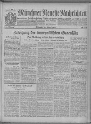 Münchner neueste Nachrichten Mittwoch 31. August 1932