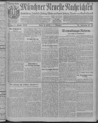 Münchner neueste Nachrichten Freitag 11. Januar 1929