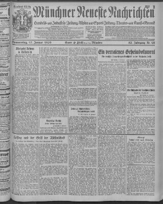 Münchner neueste Nachrichten Donnerstag 17. Januar 1929