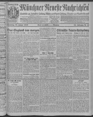 Münchner neueste Nachrichten Samstag 19. Januar 1929