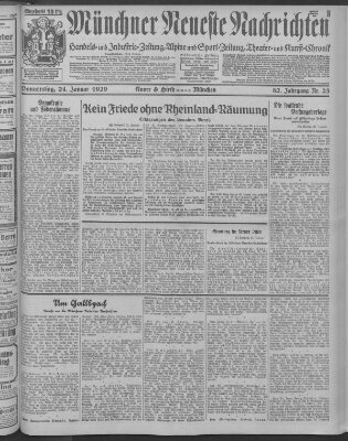 Münchner neueste Nachrichten Donnerstag 24. Januar 1929