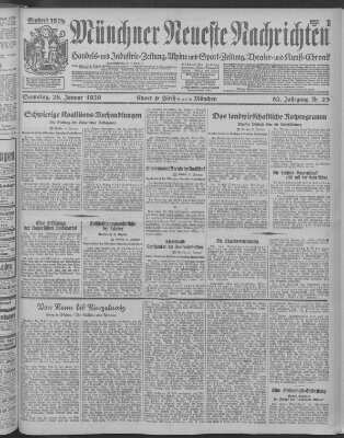 Münchner neueste Nachrichten Samstag 26. Januar 1929