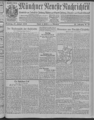 Münchner neueste Nachrichten Sonntag 27. Januar 1929