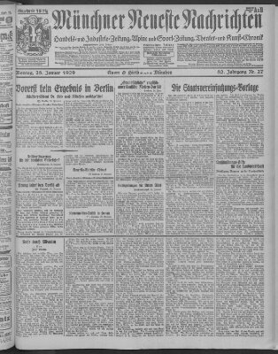 Münchner neueste Nachrichten Montag 28. Januar 1929