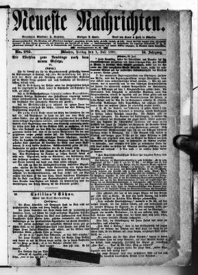 Neueste Nachrichten (Münchner neueste Nachrichten) Freitag 1. Juli 1881