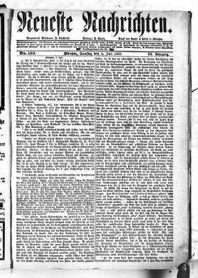 Neueste Nachrichten (Münchner neueste Nachrichten) Samstag 2. Juli 1881