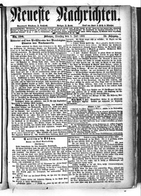 Neueste Nachrichten (Münchner neueste Nachrichten) Dienstag 5. Juli 1881