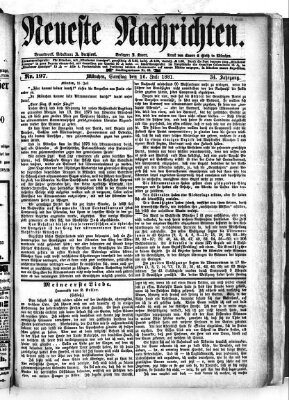 Neueste Nachrichten (Münchner neueste Nachrichten) Samstag 16. Juli 1881