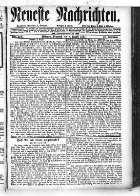 Neueste Nachrichten (Münchner neueste Nachrichten) Mittwoch 3. August 1881