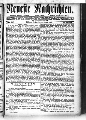 Neueste Nachrichten (Münchner neueste Nachrichten) Freitag 5. August 1881