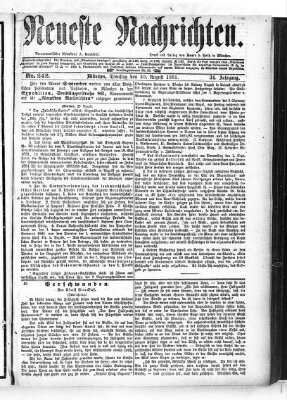 Neueste Nachrichten (Münchner neueste Nachrichten) Dienstag 30. August 1881