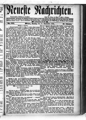 Neueste Nachrichten (Münchner neueste Nachrichten) Samstag 10. September 1881