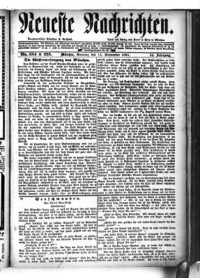 Neueste Nachrichten (Münchner neueste Nachrichten) Sonntag 11. September 1881