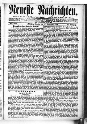 Neueste Nachrichten (Münchner neueste Nachrichten) Samstag 17. September 1881