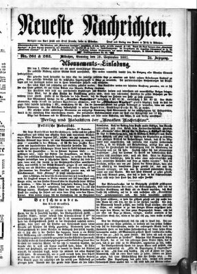 Neueste Nachrichten (Münchner neueste Nachrichten) Sonntag 18. September 1881