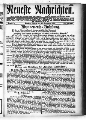 Neueste Nachrichten (Münchner neueste Nachrichten) Mittwoch 28. September 1881