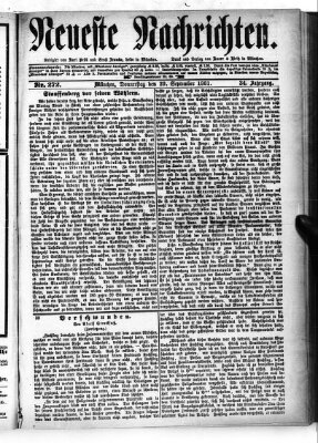 Neueste Nachrichten (Münchner neueste Nachrichten) Donnerstag 29. September 1881