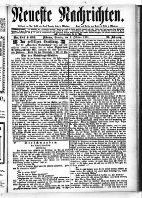 Neueste Nachrichten (Münchner neueste Nachrichten) Sonntag 9. Oktober 1881