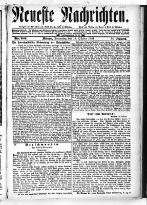 Neueste Nachrichten (Münchner neueste Nachrichten) Donnerstag 13. Oktober 1881