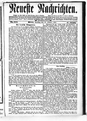 Neueste Nachrichten (Münchner neueste Nachrichten) Samstag 15. Oktober 1881