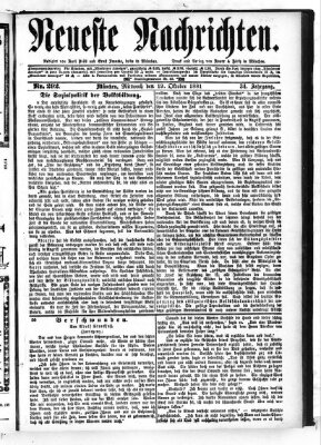 Neueste Nachrichten (Münchner neueste Nachrichten) Mittwoch 19. Oktober 1881