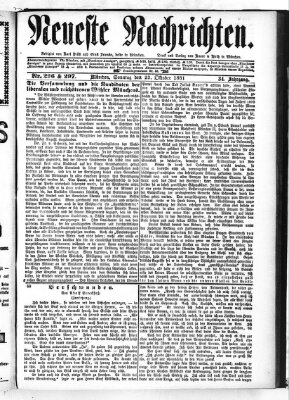 Neueste Nachrichten (Münchner neueste Nachrichten) Sonntag 23. Oktober 1881