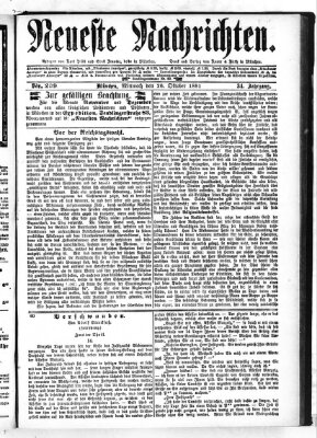 Neueste Nachrichten (Münchner neueste Nachrichten) Mittwoch 26. Oktober 1881