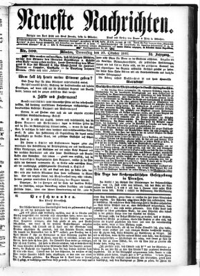 Neueste Nachrichten (Münchner neueste Nachrichten) Donnerstag 27. Oktober 1881