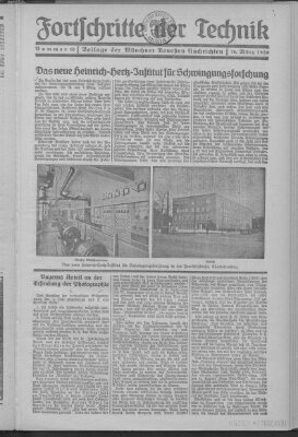 Fortschritte der Technik (Münchner neueste Nachrichten) Sonntag 16. März 1930