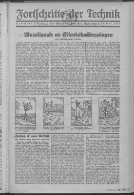 Fortschritte der Technik (Münchner neueste Nachrichten) Sonntag 4. Mai 1930