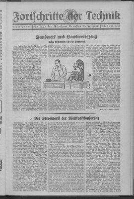 Fortschritte der Technik (Münchner neueste Nachrichten) Sonntag 21. September 1930