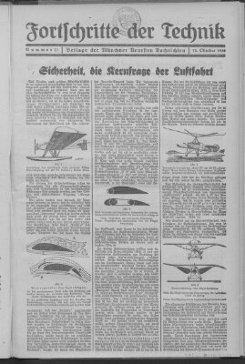 Fortschritte der Technik (Münchner neueste Nachrichten) Sonntag 12. Oktober 1930