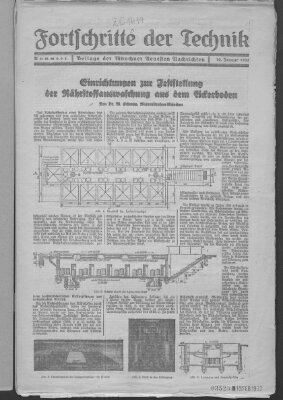 Fortschritte der Technik (Münchner neueste Nachrichten) Sonntag 10. Januar 1932