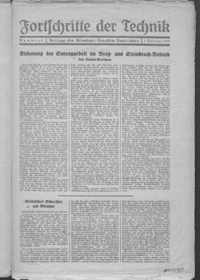 Fortschritte der Technik (Münchner neueste Nachrichten) Sonntag 7. Februar 1932