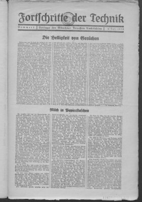 Fortschritte der Technik (Münchner neueste Nachrichten) Sonntag 3. Juli 1932