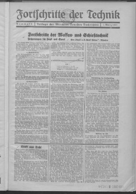 Fortschritte der Technik (Münchner neueste Nachrichten) Sonntag 1. März 1931