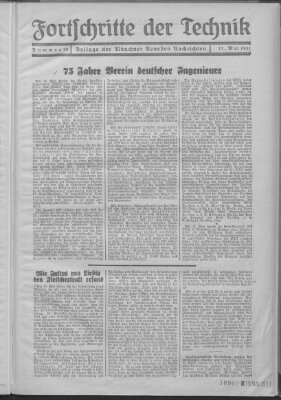 Fortschritte der Technik (Münchner neueste Nachrichten) Sonntag 17. Mai 1931