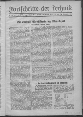 Fortschritte der Technik (Münchner neueste Nachrichten) Sonntag 1. November 1931