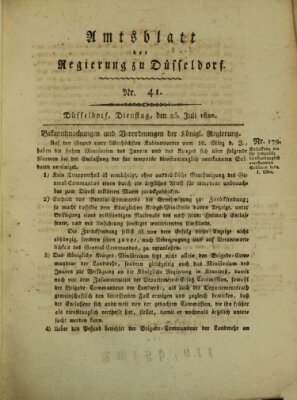 Amtsblatt für den Regierungsbezirk Düsseldorf Dienstag 25. Juli 1820