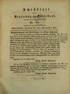 Amtsblatt für den Regierungsbezirk Düsseldorf Freitag 1. September 1820