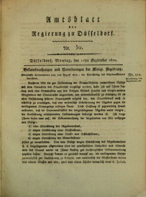 Amtsblatt für den Regierungsbezirk Düsseldorf Montag 11. September 1820