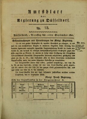 Amtsblatt für den Regierungsbezirk Düsseldorf Dienstag 12. September 1820